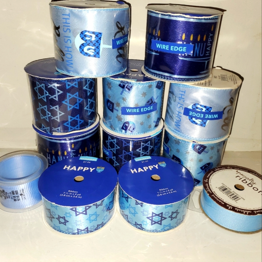 NWT Happy Hanukkah Wired Ribbon